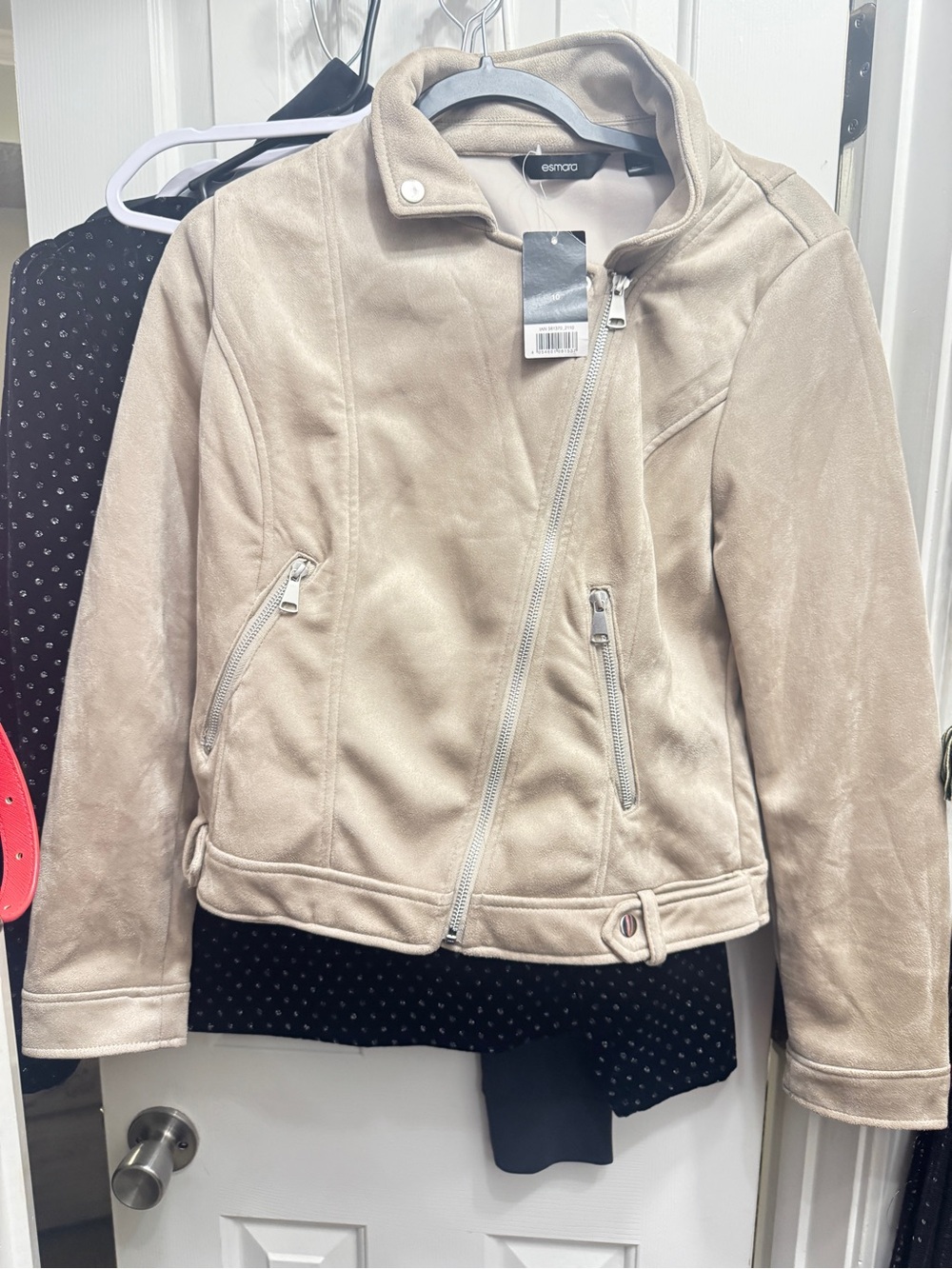 Esmara by Heidi Klum size 10 Suede Moto Jacket in Light Beige